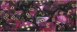 Chessex 26640 D6 -- 16MM Gemini Dice, Black-Purple/Gold; 12CT