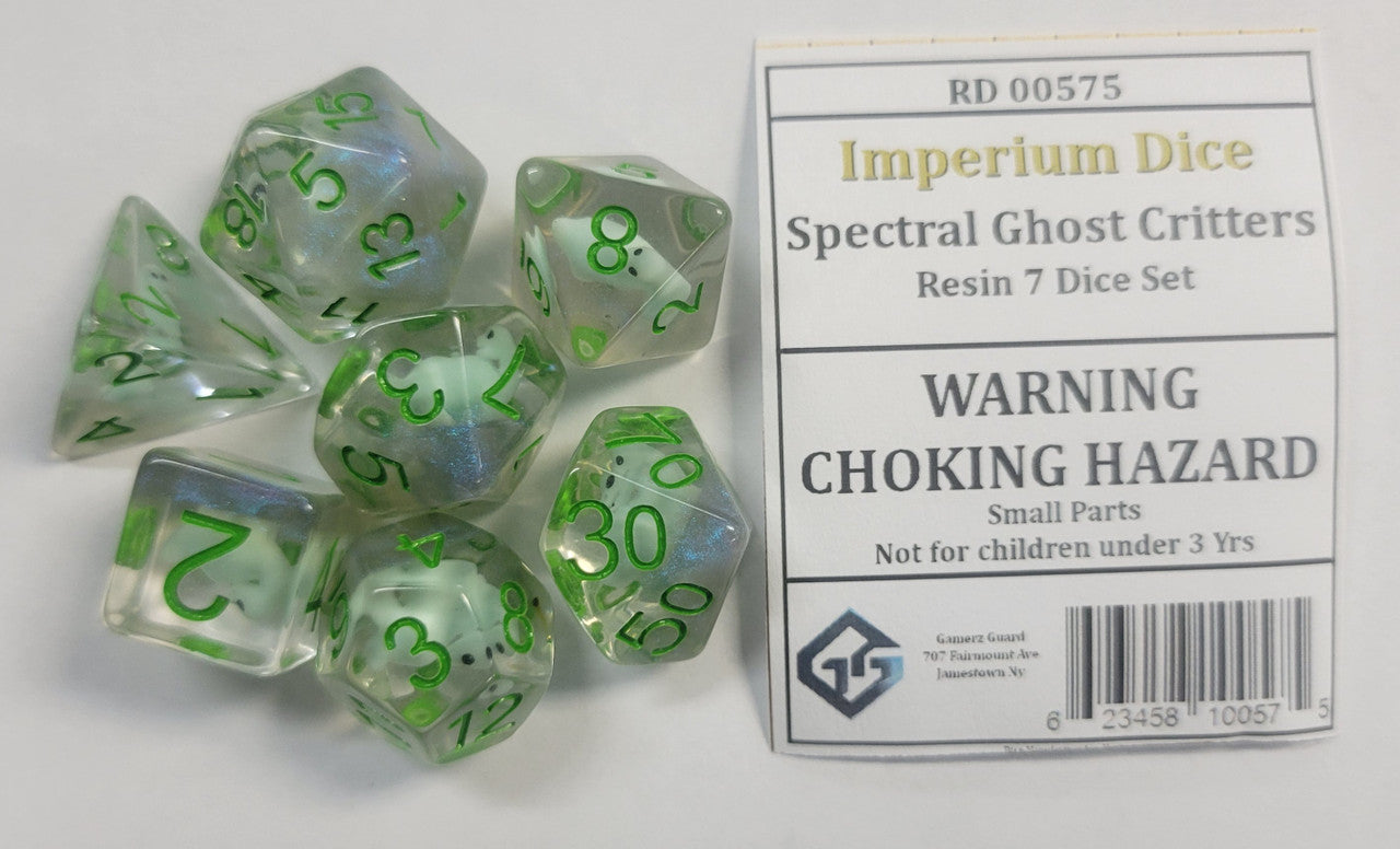 Gamerz Guard RD00575 Spectral Ghost Critters Resin 7 Dice Set