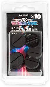 AK Interactive 1105 ROUND BASE WITH LIP 25MM X10 UNITS