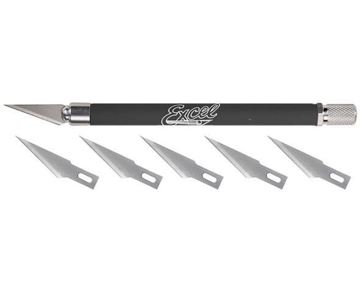 Excel Hobby Blade 19018 K18 Cushion Grip Hobby Knife w/(5) #11 Double Honed Blades (Random Color)