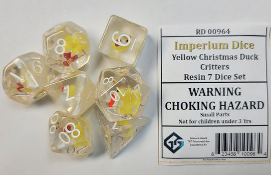 Gamerz Guard RD00964 Yellow Christmas Duck Critters Resin 7 Dice Set
