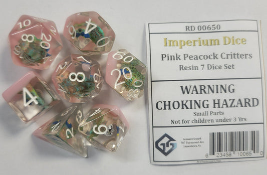Gamerz Guard RD00650 Pink Peacock Critters Resin 7 Dice Set