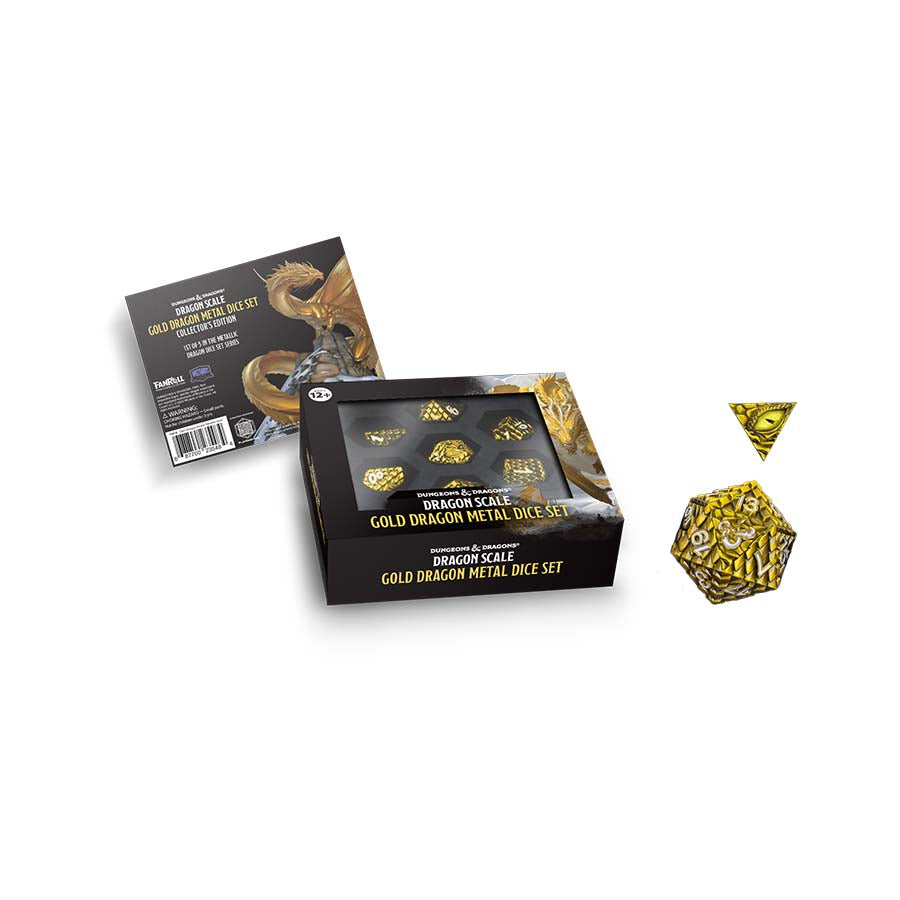 Fanroll 10978 D&D Metal Dice Set: Dragon Scale - Gold (7)