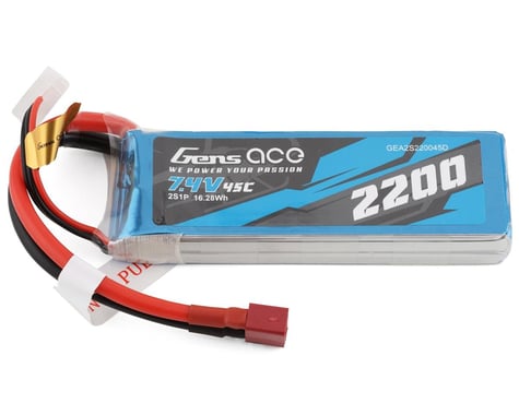 Gens Ace 22002S45D 2200mAh 7.4V 45C 2S1P Lipo Battery Pack with Deans