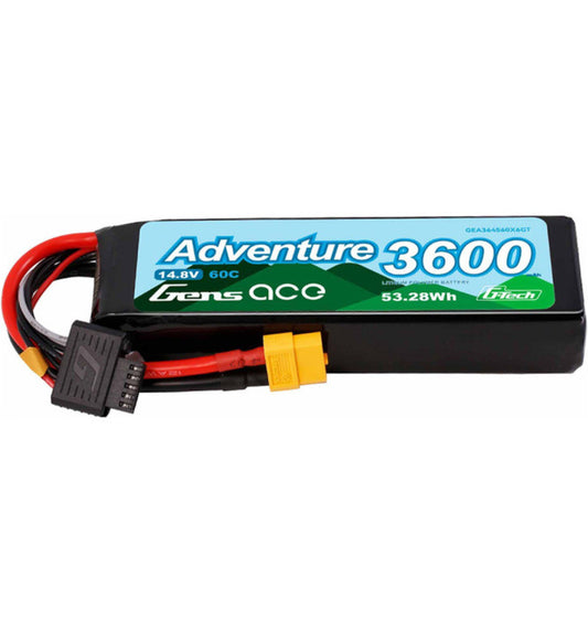 Gens Ace 364S60X6GT 3600mAh 4S 60C 14.8V Adventure G-tech Lipo Battery with aXT60 plug