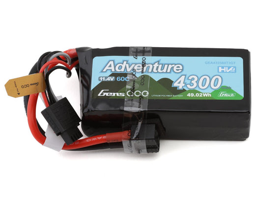 Gens Ace 433S60T3GT G-Tech Smart 3S LiHV Battery 60C (11.4V/4300mAh) w/Universal Connector