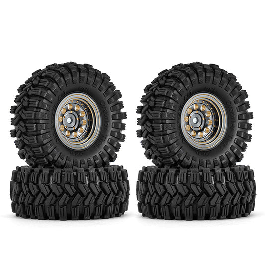 Injora YQW-1008GL-1017 Grey 1.0" 58x24mm -2.65mm Offset Brass Wheel Set for Micro Crawlers