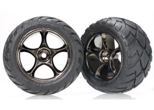 Traxxas 2478A Tires & wheels, assembled ( Tracer 2.2' black chrome wheels, Anaconda® 2.2' tires with foam inserts) (2) ( Bandit rear)
