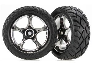 Traxxas 2479R Tires & wheels, assembled (Tracer 2.2" chrome wheels, Anaconda® 2.2" tires with foam inserts) (2) (Bandit front)