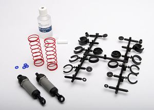Traxxas 3760A Ultra Shocks ( grey) ( long) (complete w/ spring pre-load spacers & springs) ( front) (2)