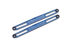 Traxxas 3923X Hold downs, battery (blue-anodized) (2)/ adhesive foam battery pads/ shoulder screws (2)/battery hold-down posts (4)/ clips (4)