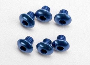 Traxxas 3940 Screws, 4x4 button-head machine, aluminum (blue) (hex drive) (6)