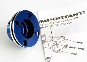 Traxxas 4012 Backplate, machined aluminum (blue-anodized)(requires electric bump starter) (not for use with Nitro Stampede®)