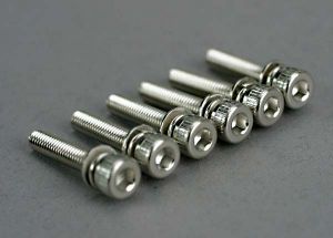 Traxxas 5142 Screws, 3x15mm cap-head machine (hex drive) (with split and flat washers) (6)