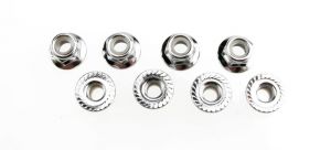 Traxxas 5147X Nuts, 5mm flanged nylon locking (steel, serrated) (8)