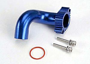 Traxxas 5287 Header, blue-anodized aluminum (for rear exhaust engines only) (TRX® 2.5, 2.5R, 3.3)