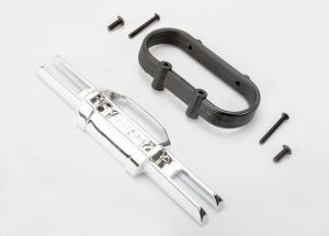 Traxxas 5336A Bumper, rear (chrome)/ bumper mount, rear/ 4x10mm BCS (2)/ 3x25mm BCS (2)