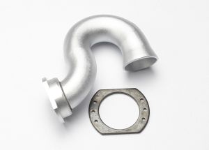 Traxxas 5340X Header, exhaust (tubular aluminum, silver-anodized)/ spring mount (TRX® 2.5, 2.5 R, 3.3)