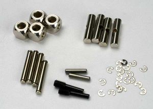 Traxxas 5452 U-joints, driveshaft (carrier (4)/ 4.5mm cross pin (4)/ 3mm cross pin (4)/ e-clips (20)) (metal parts for 2 driveshafts)