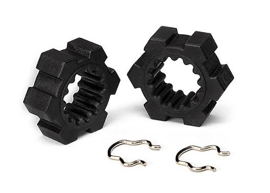 Traxxas 7756-BLK 24 mm Splined Hex Wheel Hubs with Clips (2)