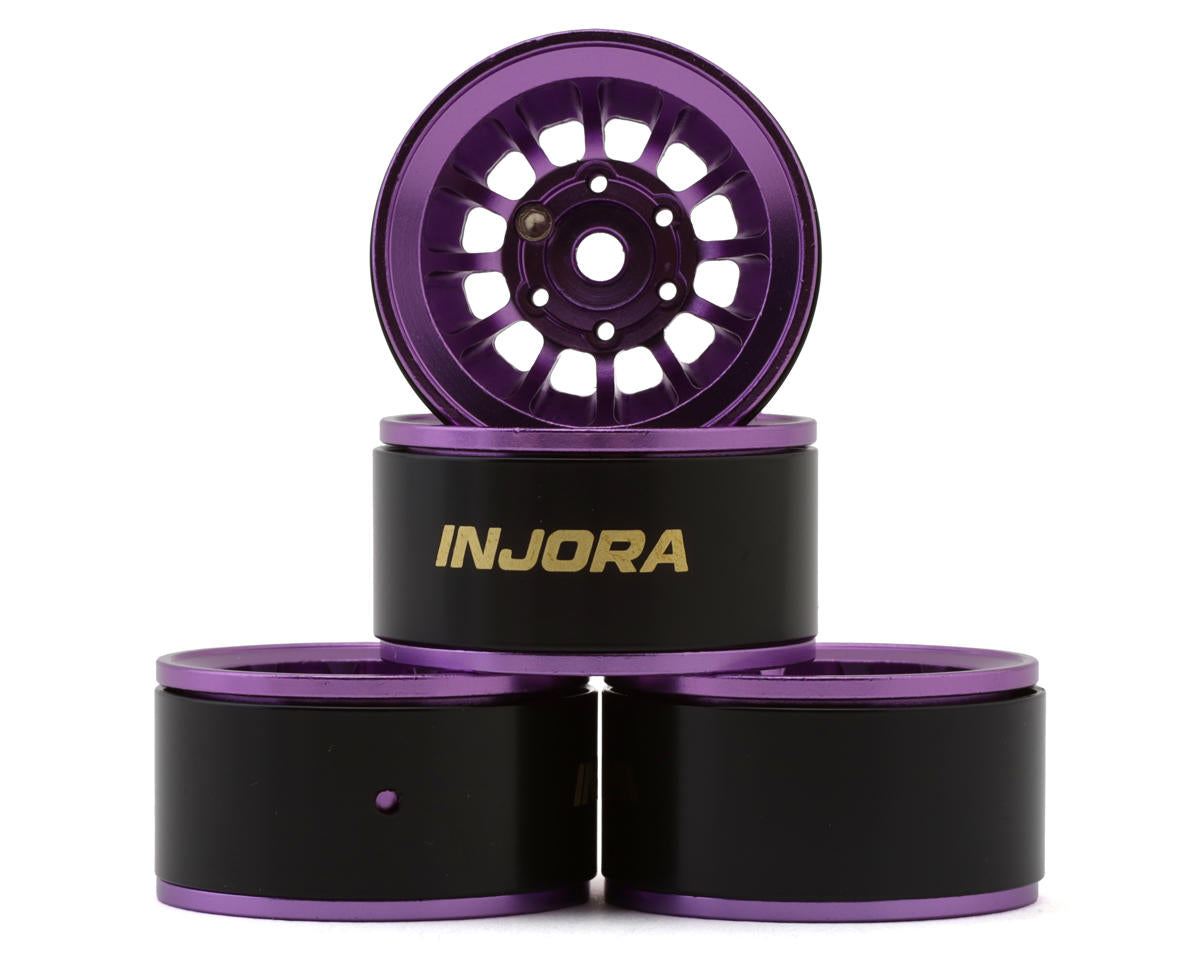 Injora W1015PU 1.0" Turbine Aluminum Deep Dish Micro Crawler Beadlock Wheels (Purple)
