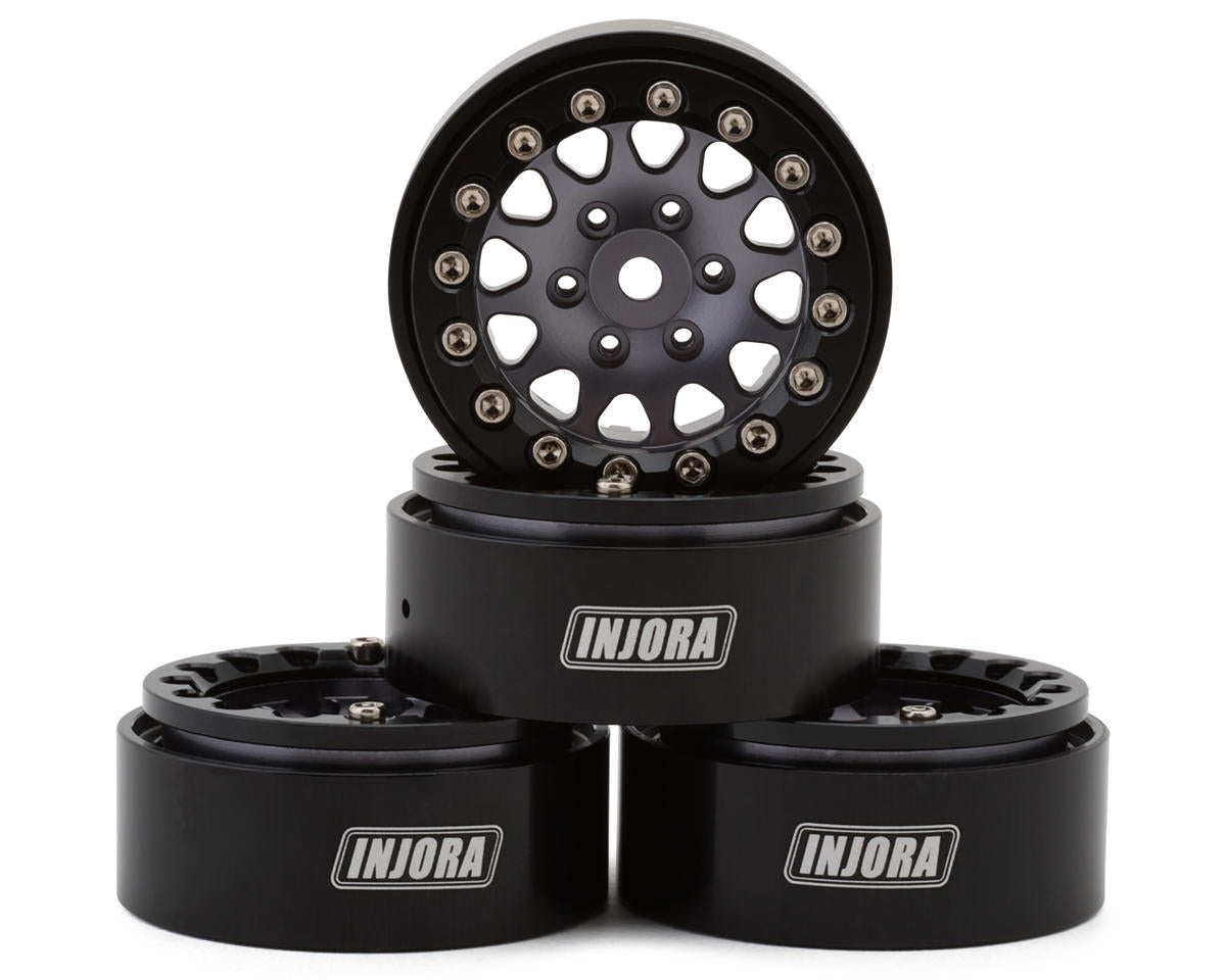 Injora YQW-1311BG 1.3" D-Slot Aluminum Micro Crawler Beadlock Wheels (27g ea) (Grey/Black)