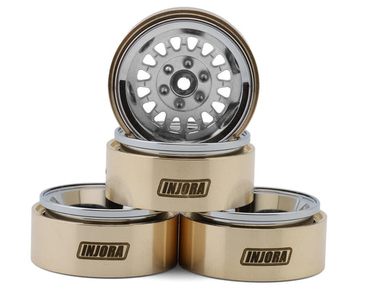 Injora YQW-MW1316SR 1.3" ModuWheel Brass & Aluminum Micro Crawler Beadlock Wheels (Silver)