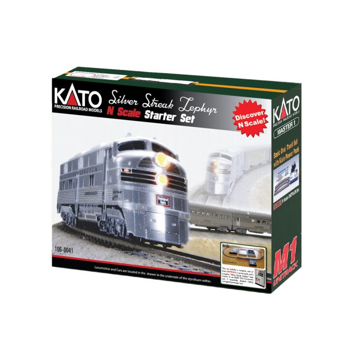 KATO 1060041 N Silver Streak Zephyr Starter Set, CB&Q