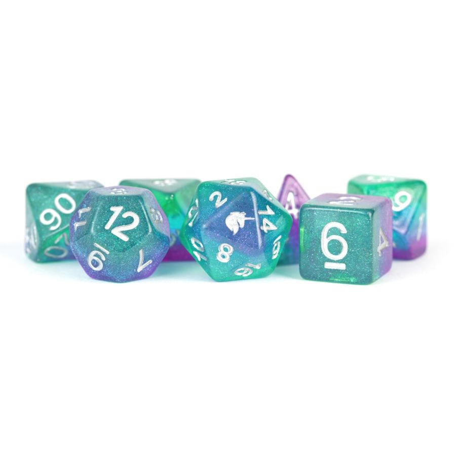 Metallic Dice 712 7 COUNT DICE POLY SET: UNICORN - AURORA