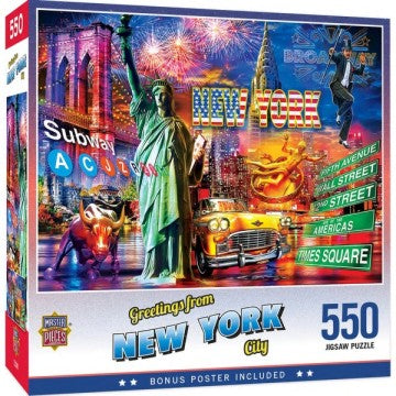 Masterpieces Puzzles 32146 Greetings From: New York City Landmarks Collage Puzzle (550pc)