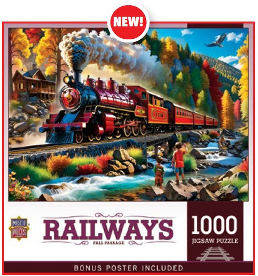 Masterpieces Puzzles 72515 Railways: Fall Passage (Steam Loco/Riverside) Puzzle (1000pc)