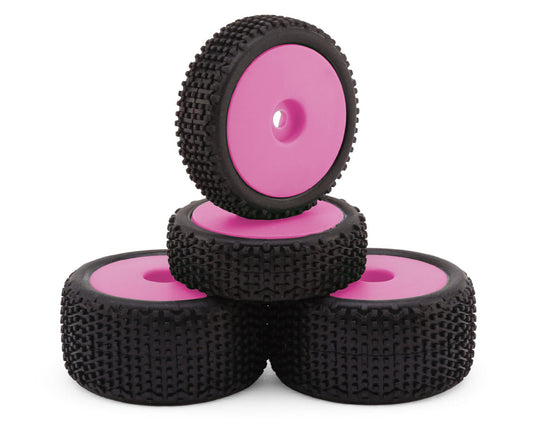 Maverick 150868 Microbe Sideline Front & Rear Pre-Mounted Buggy Tires Set (Pink)
