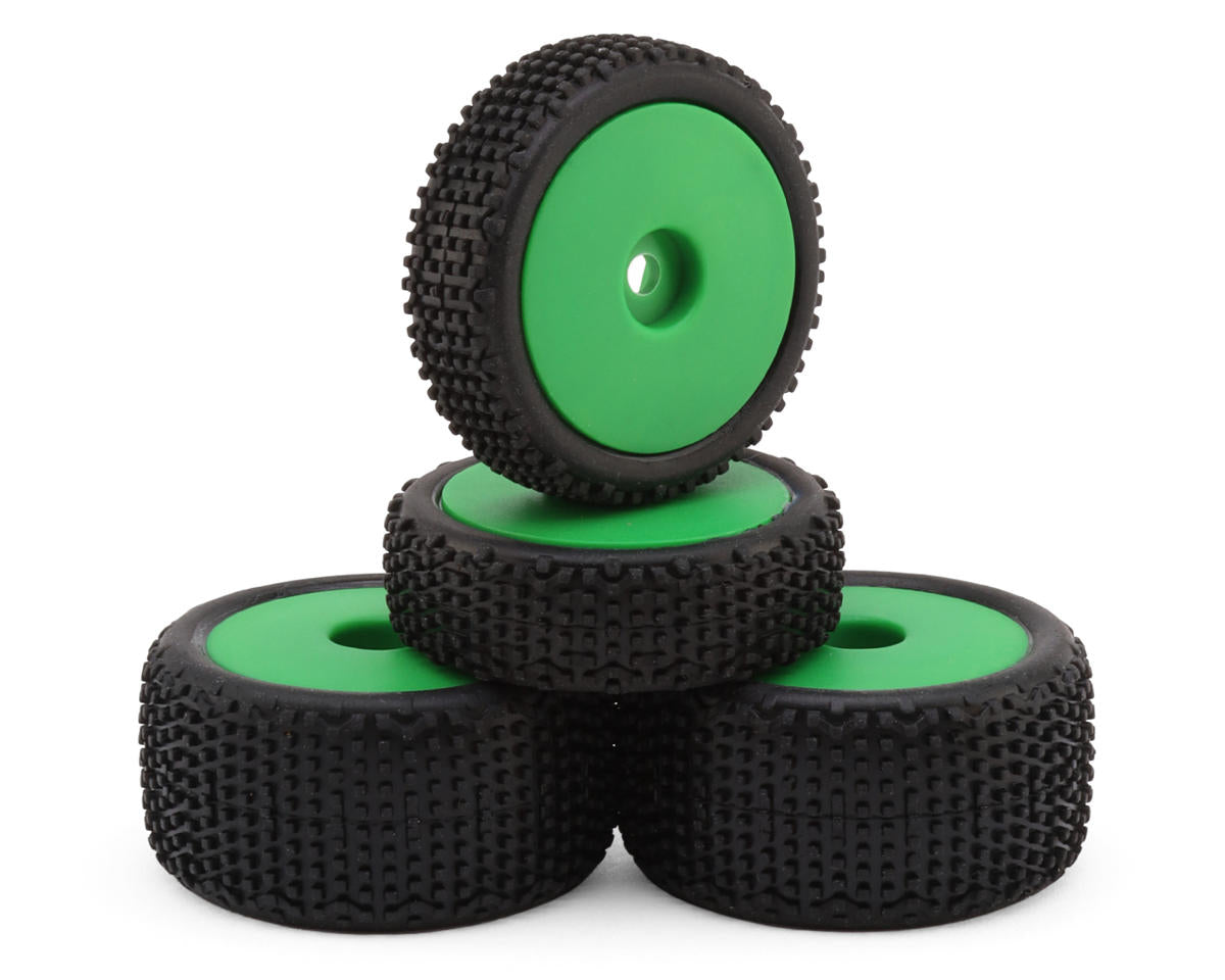 Maverick 150869 Microbe Sideline Front & Rear Pre-Mounted Buggy Tires Set (Green)