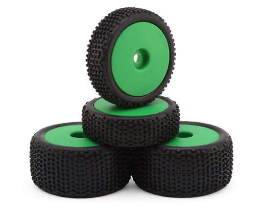 Maverick 150869 Microbe Sideline Front & Rear Pre-Mounted Buggy Tires Set (Green)