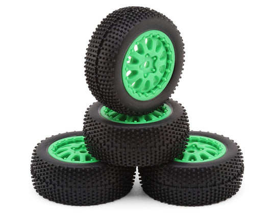 Maverick 151532 Microbe SC Sidepin Pre-Mounted Short Course Tires Set (Green)