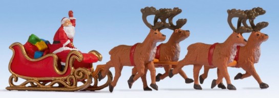 Noch 15924 HO Santa Claus w/ Sleigh & 4 Reindeer