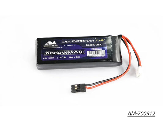 Arrowmax AM-700912 LiPo Battery 2400mAh 2S 7.4V TX/RX Flat 700912