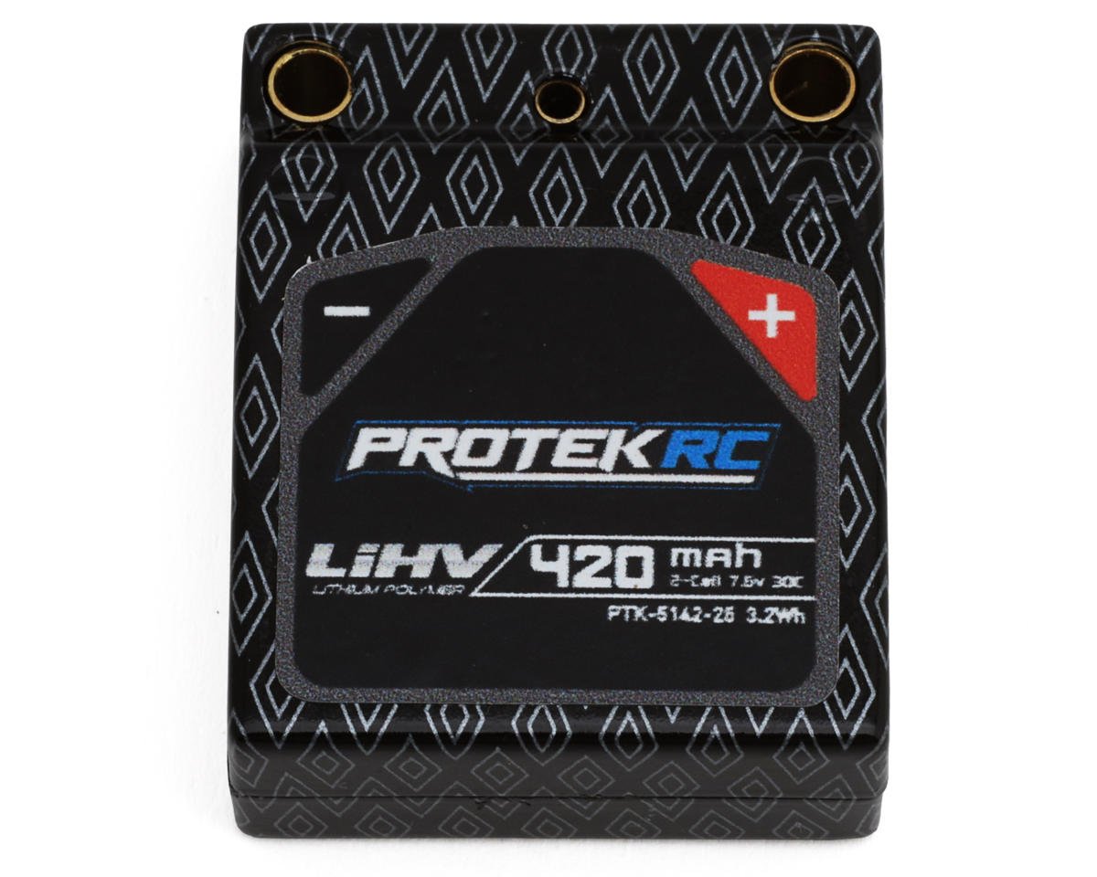 Protek 5142-25 2S 30C HV Hardcase LiPo Battery for Losi® Micro-B (7.6V/420mAh) w/Charge Lead & 3.5mm