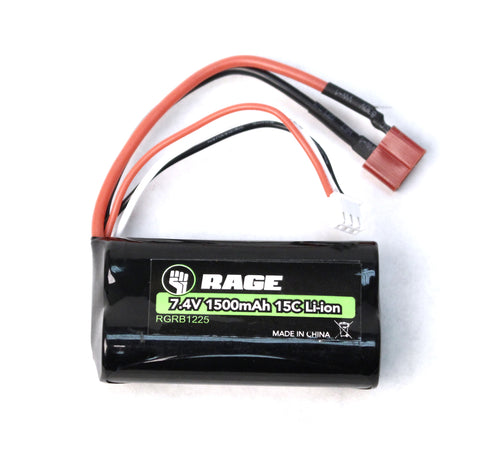 Rage RC B1225 7.4V 2S 1500mAh Li-ion Battery; Black Marlin, Black Marlin EX