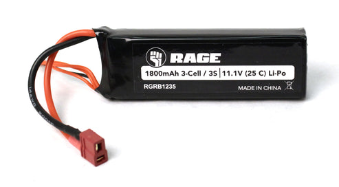 Rage RC B1235 11.1V 3S 1800mAh Lipo Battery w/ T-Plug: Black Marlin Brushless
