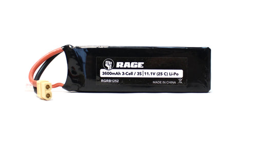 Rage RC B1252 11.1V 3S 25C 3600mAh Li-Po Battery w/XT60; SC700BL Super Cat