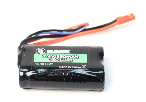 Rage RC B1329 7.4V 2S 850mAh Battery w/ JST Connector: Eclipse