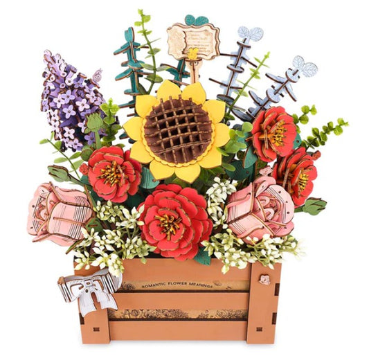 Robotime TW02H Wooden Flower Box - Wood Bloom Craft