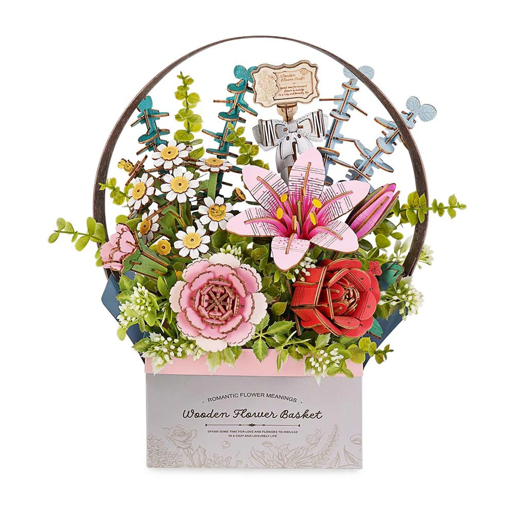 Robotime TW03H Wooden Flower Basket DIY 3D Puzzle