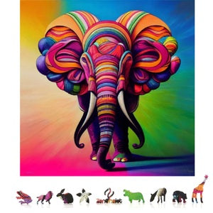 ZenChalet CE500 Colorful Elephant Wooden Jigsaw Puzzle, 500 pcs
