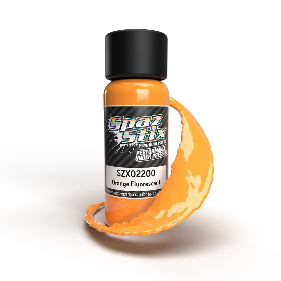 SpazStix 02200 Orange Fluorescent Airbrush Ready Paint, 2oz