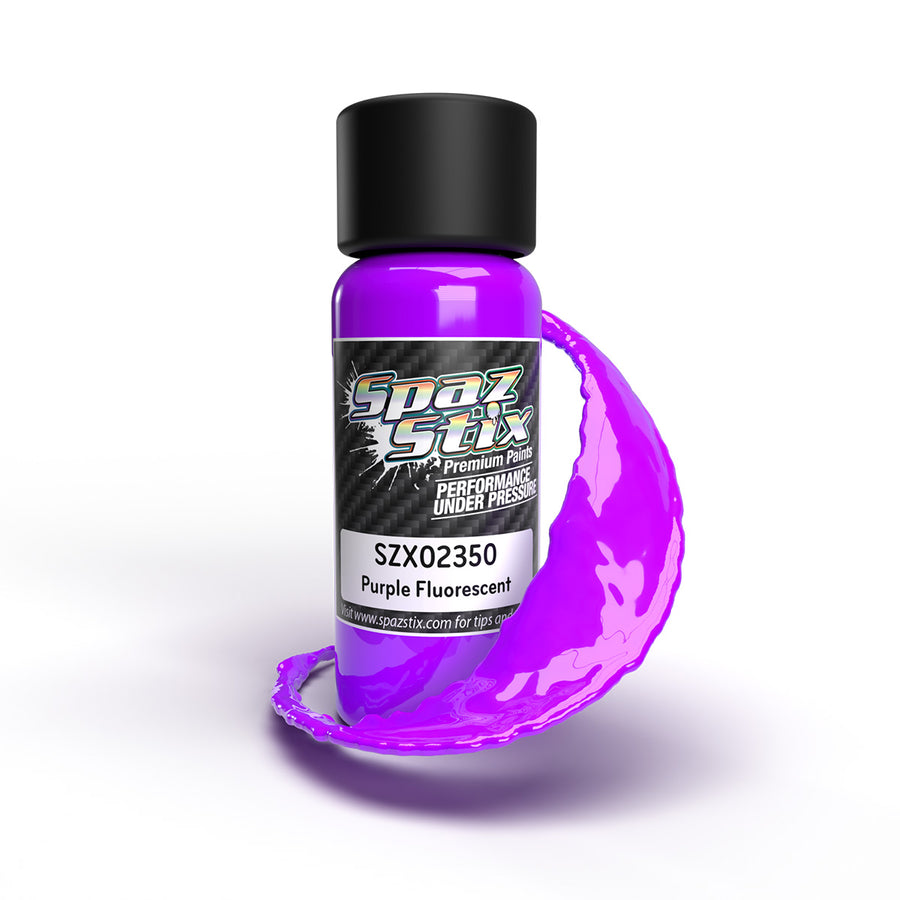 SpazStix 02350 Purple Fluorescent Airbrush Ready Paint, 2oz
