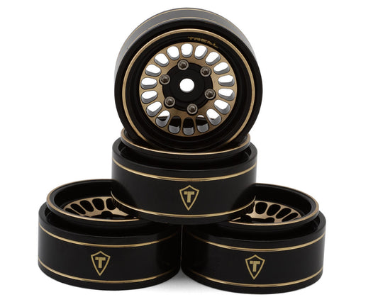 Treal TSCX24-265 Type D 1.0" Brass Beadlock Crawler Wheels (Black/Gold) (40g ea) (4)