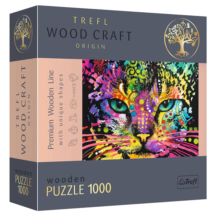 TREFL 20148 Puzzle: Colorful Cat, Woodcraft 1000pc