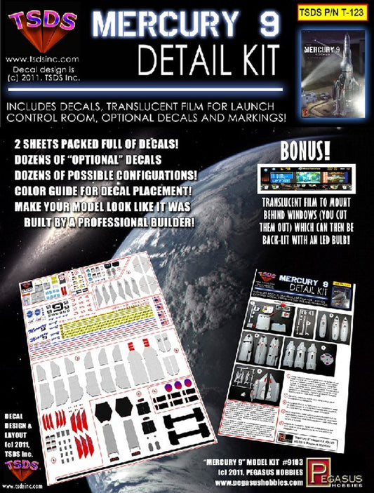 TSDS 123 1/350 Mercury 9 Rocket Ship Decal Set for Pegasus Hobbies # 9103